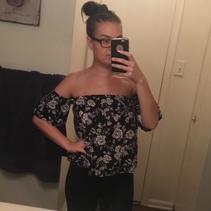 Flowy and Floral off the shoulder top